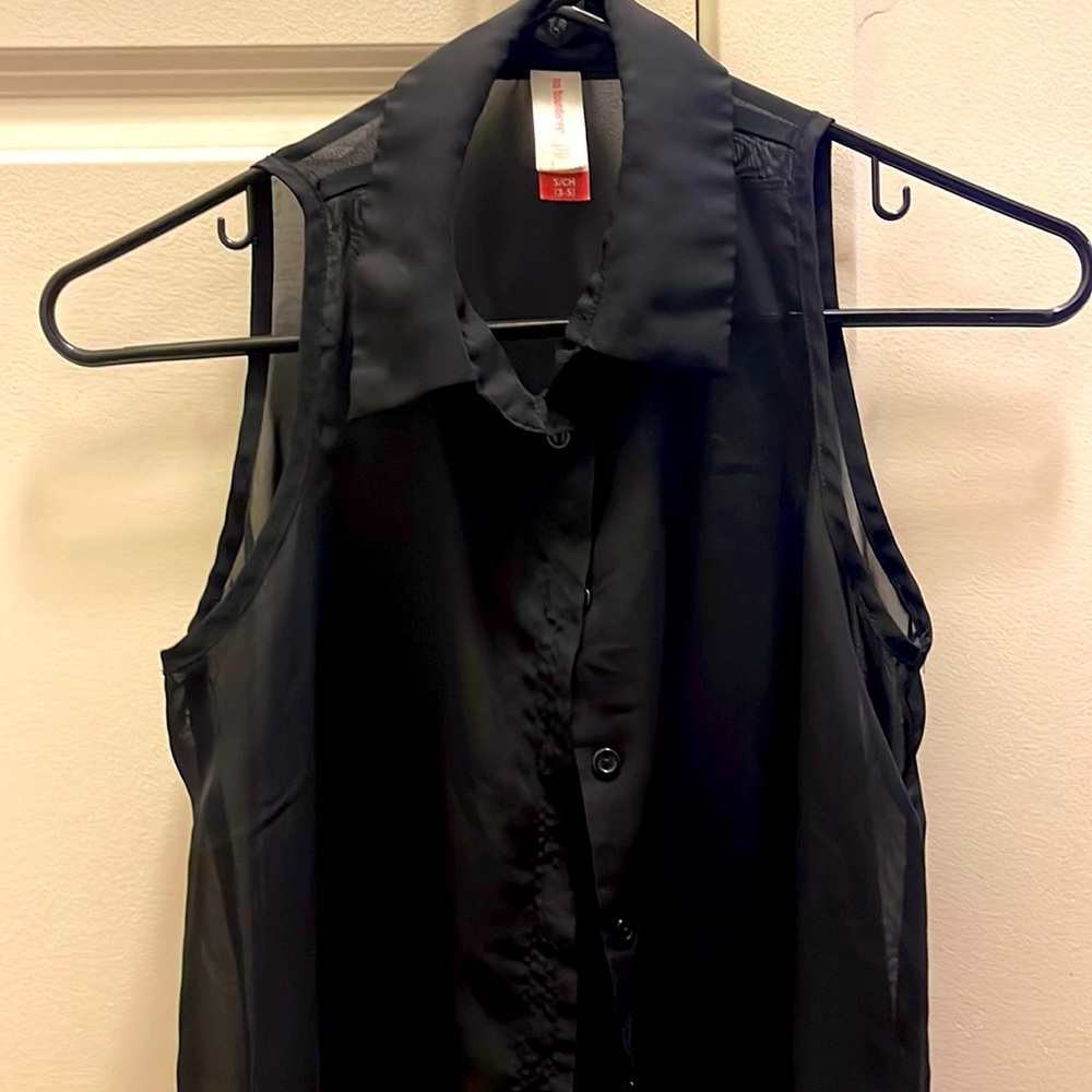 Black mesh button down soot style shirt size small